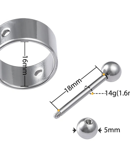 2pcs Sexy Nipple Ring Piercing Stainless Steel Nipple Shield Stud Barbell Breast Silver Color for Women Body Jewelry Gift 14G