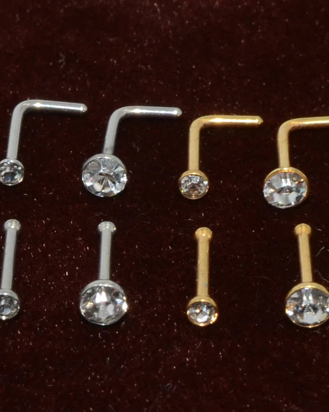1pcs Stainless Steel Zircon Nose Stud Steptum Ring Nose Studs Hooks Bar Pin Nose Rings Earring Women Body Piercing Jewellery
