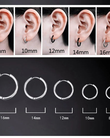 1 pair Women/Man Stainless Steel Small Hoops Earring Piercing Ear Cartilage Tragus Simple Thin Circle Anti-allergic Ear Buckle
