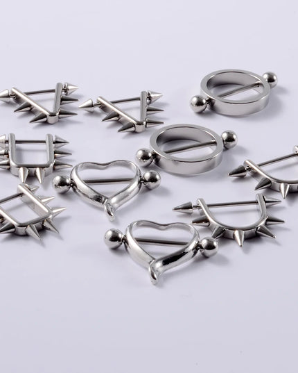2Pcs Surgical Steel Cone Nipple Piercing Heart Barbell 14G Nipple Shield Charming Nipple Rings For Women Body Piercing Jewelry