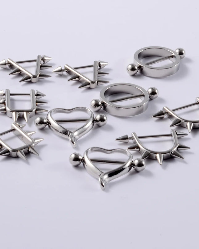 2Pcs Surgical Steel Cone Nipple Piercing Heart Barbell 14G Nipple Shield Charming Nipple Rings For Women Body Piercing Jewelry