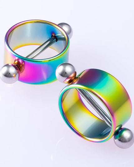 2pcs Sexy Nipple Ring Piercing Stainless Steel Nipple Shield Stud Barbell Breast Silver Color for Women Body Jewelry Gift 14G