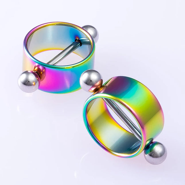 2pcs Sexy Nipple Ring Piercing Stainless Steel Nipple Shield Stud Barbell Breast Silver Color for Women Body Jewelry Gift 14G