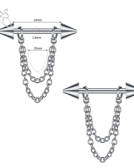 ZS 2PCS Stainless Steel Nipple Piercing Bar For Women 14G Crystal Heart Nipple Shield Ring Horseshoe Barbell Sexy Nipple Jewelry