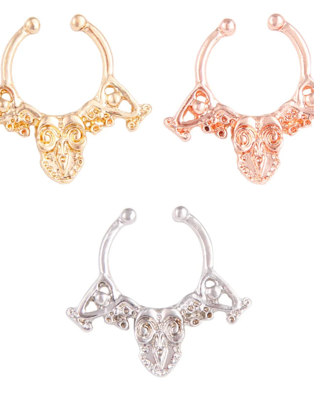 1PCS Stainless Steel Fake Nose Ring Clip On Septum Piercing Faux Hoop Indian Nose Ring Pircing Nariz Punk Body Piercing Jewelry
