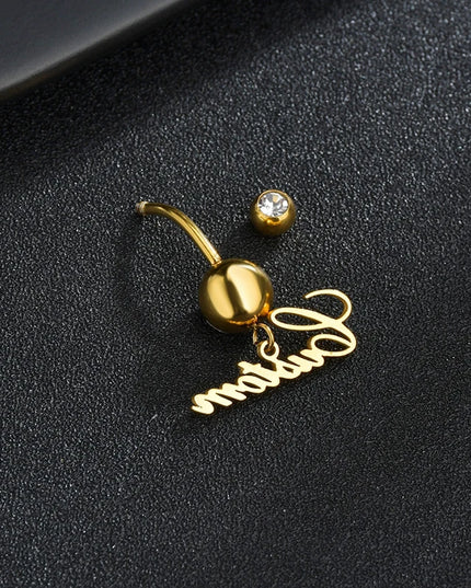 Letdiffery Custom Name Belly Button Rings for Women Stainless Steel Personalized White Zircon Sexy Body Piercing Summer Jewelry