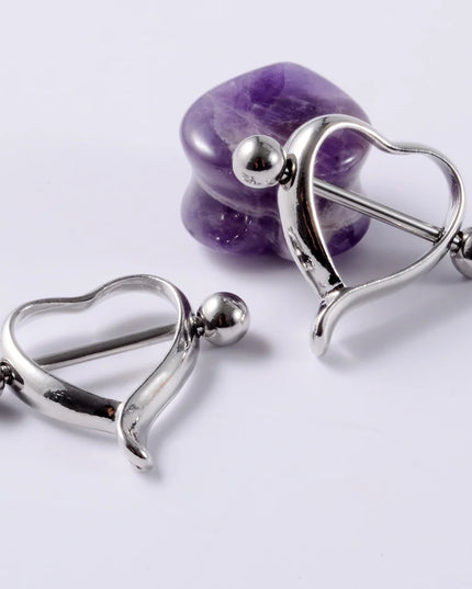 2Pcs Surgical Steel Cone Nipple Piercing Heart Barbell 14G Nipple Shield Charming Nipple Rings For Women Body Piercing Jewelry
