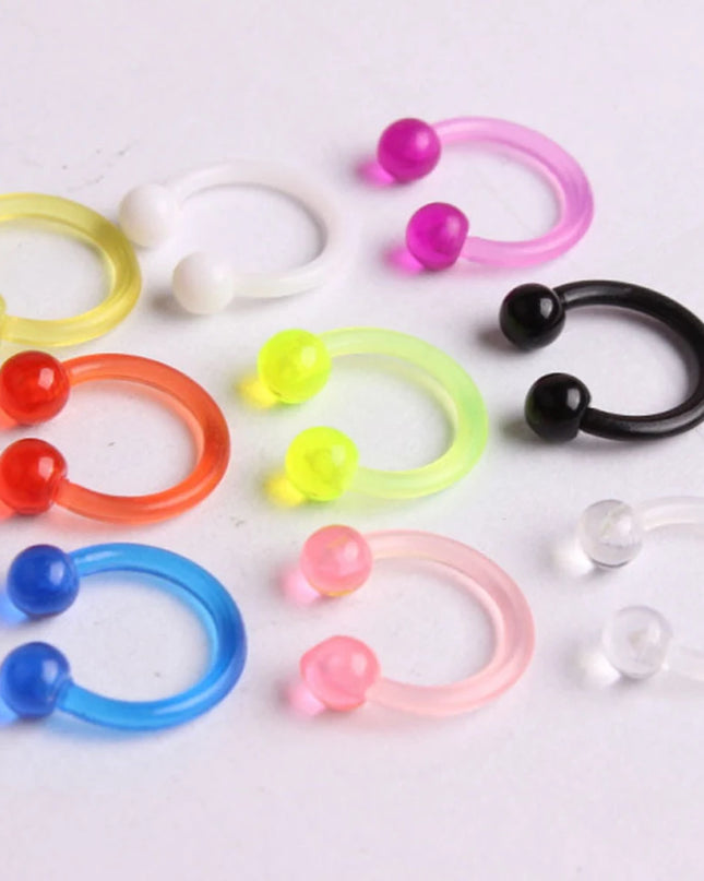 1PCS Colorful Ball Horseshoe Circular Septum Nose Ring Acrylic Nipple Hoops Nose Septum Lip Eyebrow Ear Piercing Body Jewelry