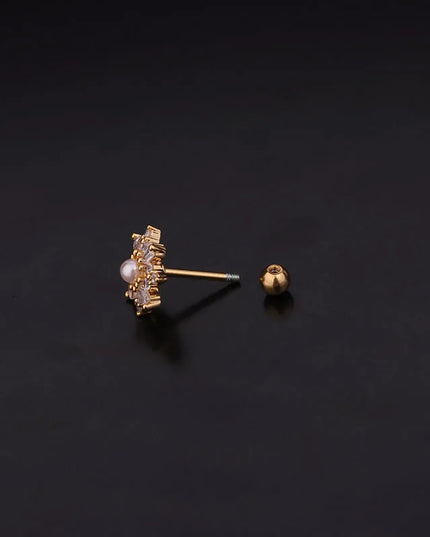 Cz EarTragus Cartilage Piercing Crystal Flower Skull Heart Pearl Earrings Barbell Piercing Orelha Ear Stud Helix Sexy Jewelry