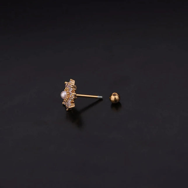 Cz EarTragus Cartilage Piercing Crystal Flower Skull Heart Pearl Earrings Barbell Piercing Orelha Ear Stud Helix Sexy Jewelry