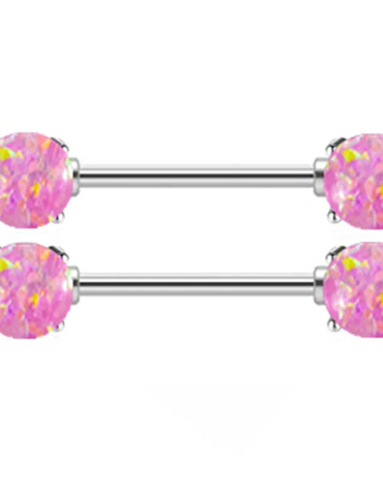 1Pair Stainless Steel Crystal Nipple Piercing Barbell Lot 14Gcharming Opal Nipple Piercing Jewelry Bulk Sexy Nipple Piercing Set