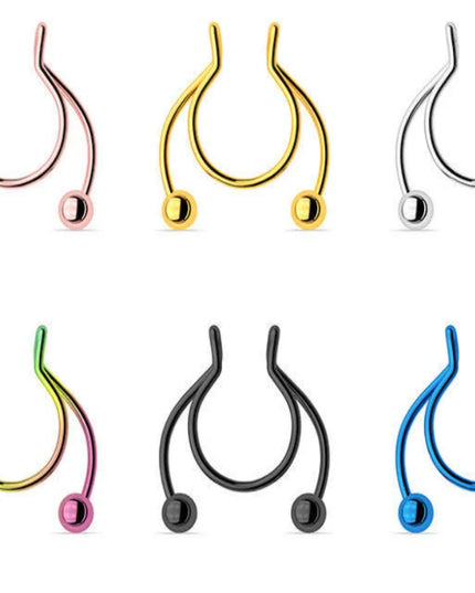 Punk C Shape Steel Nose Ring Horseshoe Lip Ring puncture Hook Clip Earrings Septum  No Allergic Body Piercing Jewelry Nose Rings