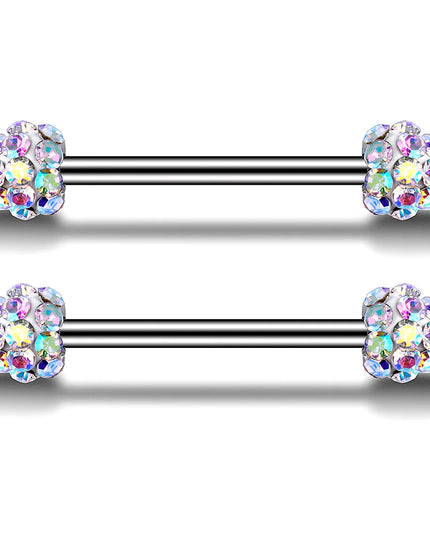 1Pair Stainless Steel Crystal Nipple Piercing Barbell Lot 14Gcharming Opal Nipple Piercing Jewelry Bulk Sexy Nipple Piercing Set