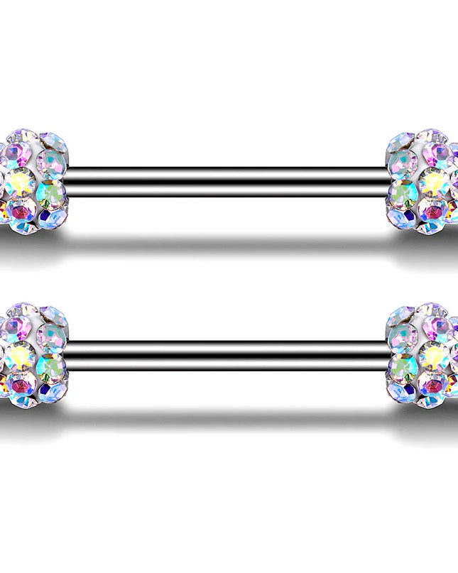 1Pair Stainless Steel Crystal Nipple Piercing Barbell Lot 14Gcharming Opal Nipple Piercing Jewelry Bulk Sexy Nipple Piercing Set