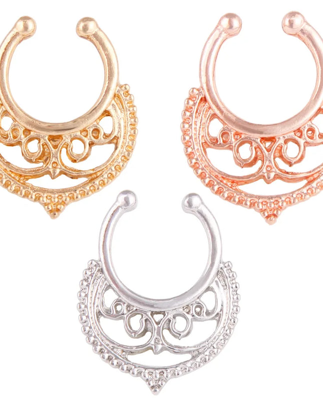 1PCS Stainless Steel Fake Nose Ring Clip On Septum Piercing Faux Hoop Indian Nose Ring Pircing Nariz Punk Body Piercing Jewelry