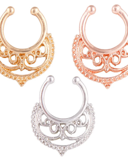 1PCS Stainless Steel Fake Nose Ring Clip On Septum Piercing Faux Hoop Indian Nose Ring Pircing Nariz Punk Body Piercing Jewelry