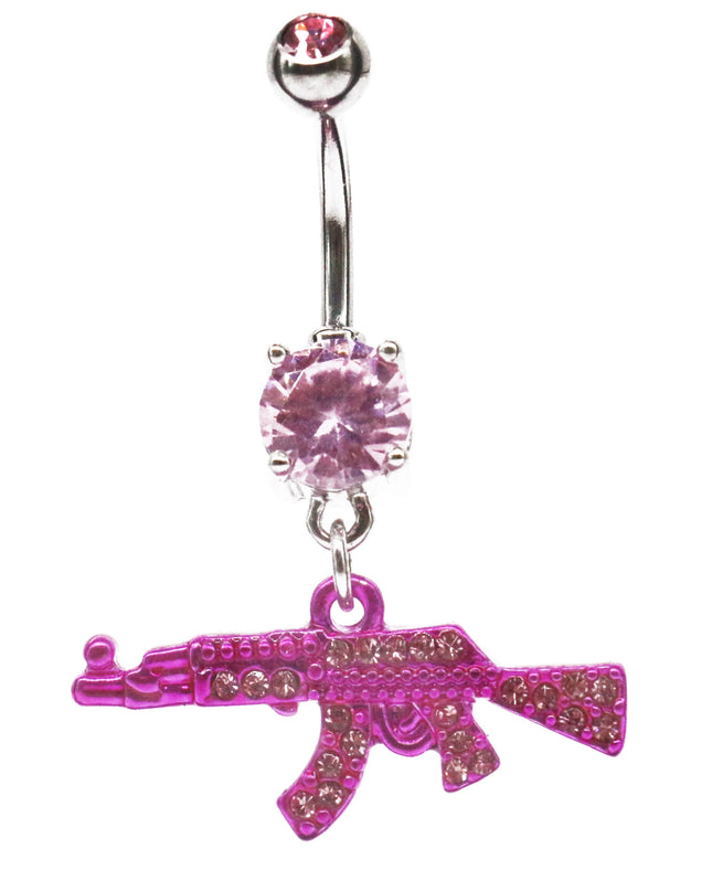 Belly Button rings Gun Dangle navel Ring clear Gem belly button Ring Body piercing Jewelry belly piercing for women