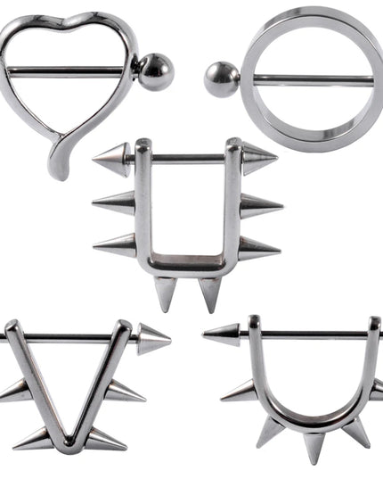 2Pcs Surgical Steel Cone Nipple Piercing Heart Barbell 14G Nipple Shield Charming Nipple Rings For Women Body Piercing Jewelry