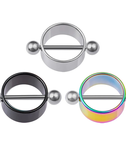 2pcs Sexy Nipple Ring Piercing Stainless Steel Nipple Shield Stud Barbell Breast Silver Color for Women Body Jewelry Gift 14G