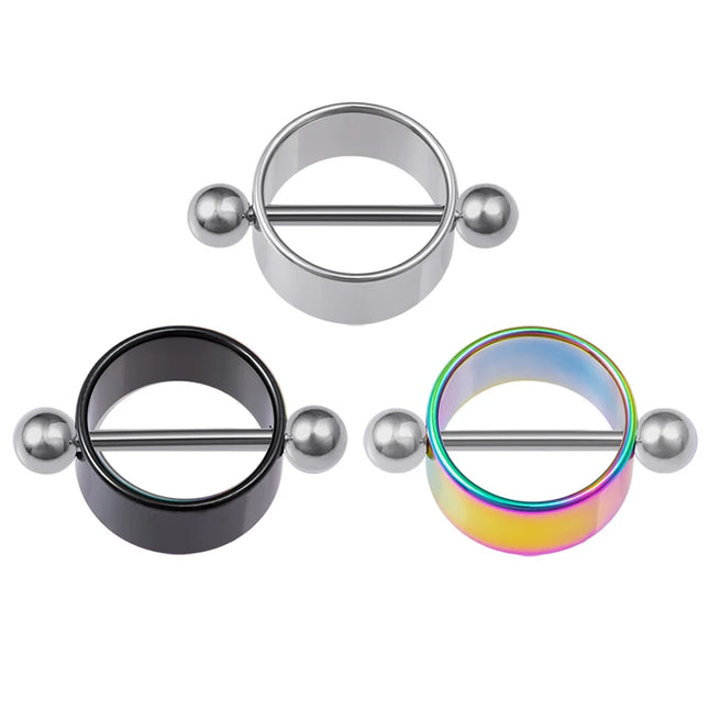 2pcs Sexy Nipple Ring Piercing Stainless Steel Nipple Shield Stud Barbell Breast Silver Color for Women Body Jewelry Gift 14G