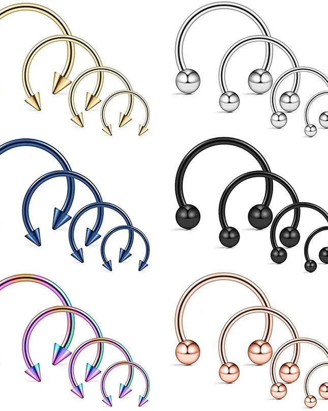 Punk C Shape Steel Nose Ring Horseshoe Lip Ring puncture Hook Clip Earrings Septum  No Allergic Body Piercing Jewelry Nose Rings