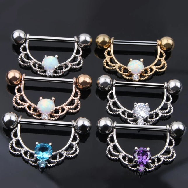 1 Pairs Sexy Heart Nipple Rings CZ Crystal Barbell Nipple Piercing Shield Women Man 316L Steel Body Piercing Jewelry Oreja 14G