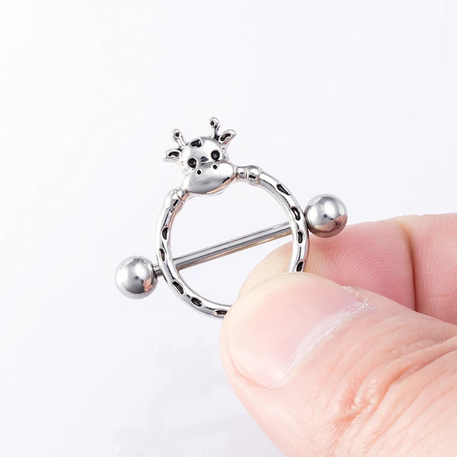 2pcs Stainless Steel Nipple Ring Piercing Barbell Shield Bar 14G Nipple Cover Adult Game for Women Sexy Breast Body Jewelry Gift