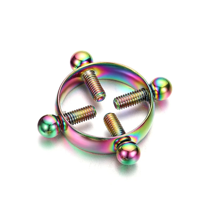 Fake Nipple Piercing Jewelry Screw Nipple Ring Clamps Stainless Steel Women Bra Breast Round Shield Body Jewelry 1 PC
