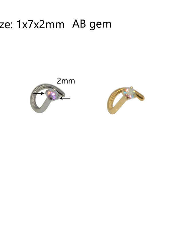 1pcs Stainless Steel Zircon Nose Stud Steptum Ring Nose Studs Hooks Bar Pin Nose Rings Earring Women Body Piercing Jewellery