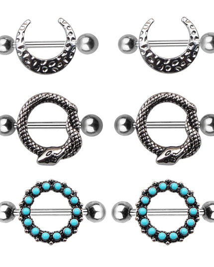 Stainless Steel Heart Nipple Piercing Rings Sets 14G Crystal Tongue Ring Nipple Barbell Lot Sexy Piercing Nipple Body Jewelry