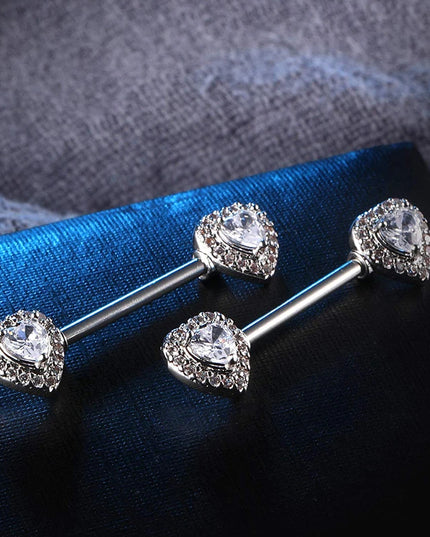 Stainless Steel Heart Nipple Piercing Rings Sets 14G Crystal Tongue Ring Nipple Barbell Lot Sexy Piercing Nipple Body Jewelry