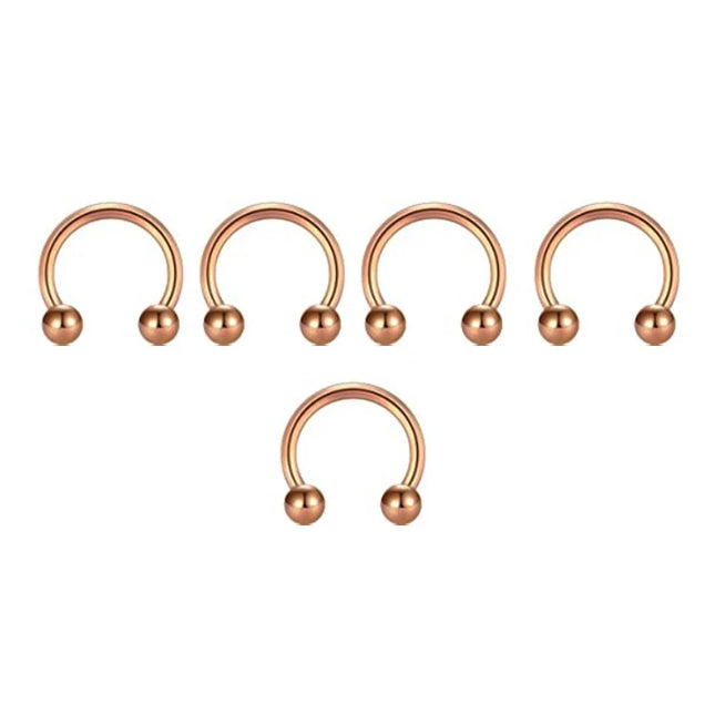 5pcs Stainless Steel Nose Hoop Ring Septum Rings Lip Studs Nostril Earrings Circular Tragus Ear Piercing Horseshoe Body Jewelry