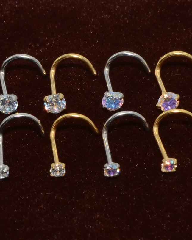 1pcs Stainless Steel Zircon Nose Stud Steptum Ring Nose Studs Hooks Bar Pin Nose Rings Earring Women Body Piercing Jewellery