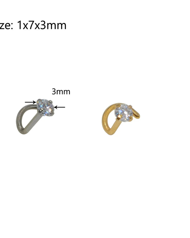 1pcs Stainless Steel Zircon Nose Stud Steptum Ring Nose Studs Hooks Bar Pin Nose Rings Earring Women Body Piercing Jewellery