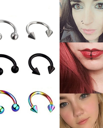 Punk C Shape Steel Nose Ring Horseshoe Lip Ring puncture Hook Clip Earrings Septum  No Allergic Body Piercing Jewelry Nose Rings