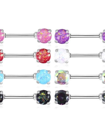 1Pair Stainless Steel Crystal Nipple Piercing Barbell Lot 14Gcharming Opal Nipple Piercing Jewelry Bulk Sexy Nipple Piercing Set