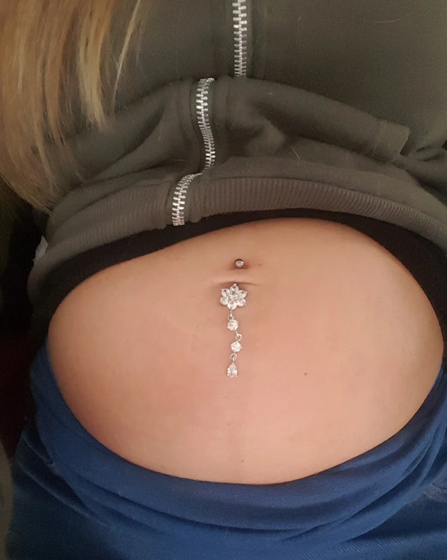 Elegant Long Belly Button Rings for Women 14G G23 Titanium Piercing Curved Barbell CZ Zircon Navel Bar Allergy Free Body Jewelry