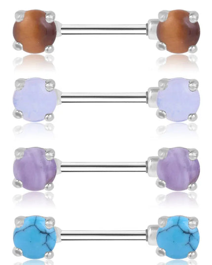 1Pair Stainless Steel Crystal Nipple Piercing Barbell Lot 14Gcharming Opal Nipple Piercing Jewelry Bulk Sexy Nipple Piercing Set
