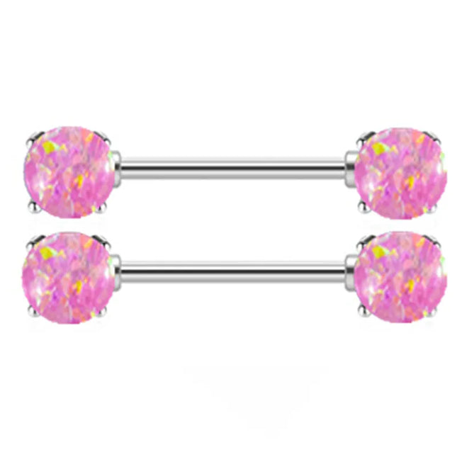 1Pair Stainless Steel Crystal Nipple Piercing Barbell Lot 14Gcharming Opal Nipple Piercing Jewelry Bulk Sexy Nipple Piercing Set