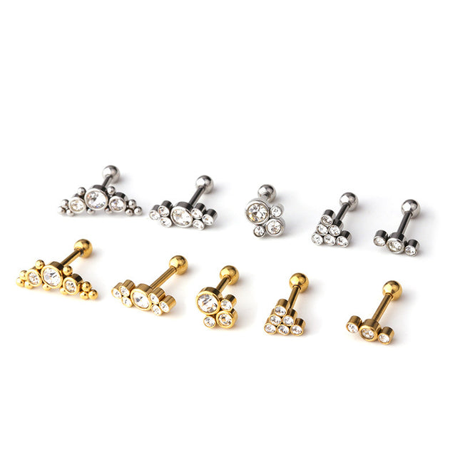 1PC 20g Internally Threaded G23 Titanium & Steel Bar Opal Ear Piercing Jewelry Helix Tragus Cartilage Earrings Nose Stud