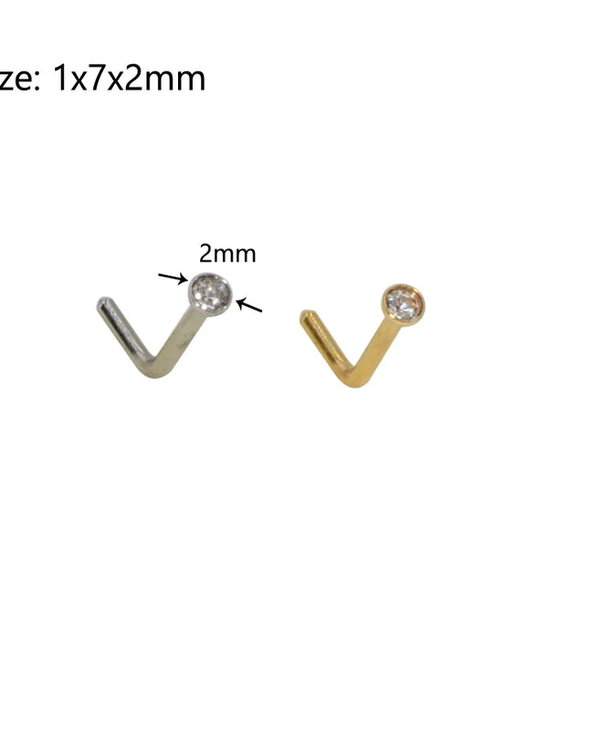 1pcs Stainless Steel Zircon Nose Stud Steptum Ring Nose Studs Hooks Bar Pin Nose Rings Earring Women Body Piercing Jewellery