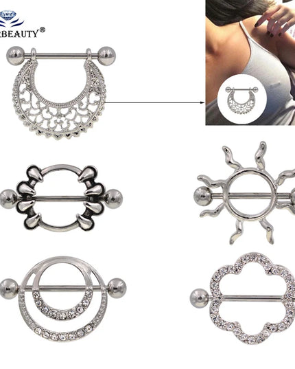 1 Pair Punk Heart nipple piercing jewelry Stainless Steel Nipple Ring Nipple Shield Piercing Jewelry Sexy Body Jewelry For Women