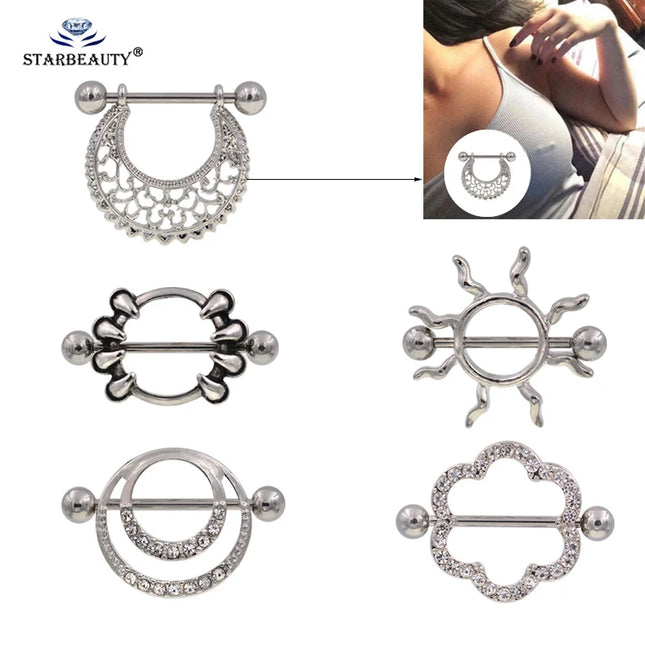 1 Pair Punk Heart nipple piercing jewelry Stainless Steel Nipple Ring Nipple Shield Piercing Jewelry Sexy Body Jewelry For Women