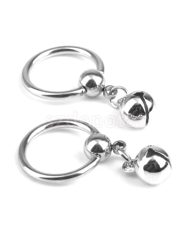 1 Pair 14G Stainless Steel Bell Charm Pendant Nipple Ring Body Piercing