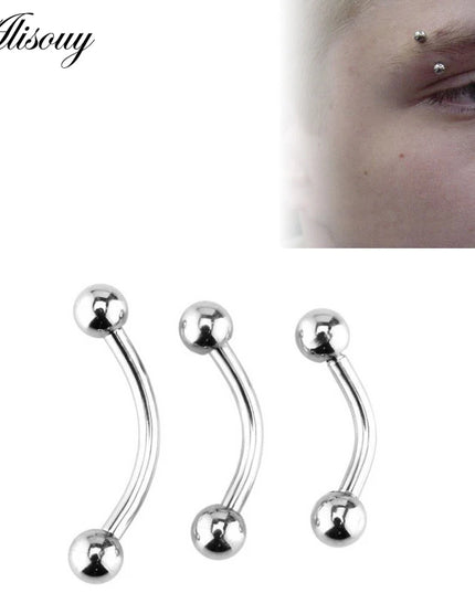 Alisouy 2Pcs Stainless Steel Curved Eyebrow Nose Lip Earrings Nipple Piercings Punk Unisex Body Piercing Septum Sieraden