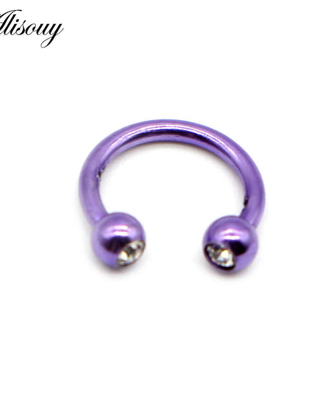 Alisouy 1PC Stainless Steel Hoop Nose Ring Nose Piercing Fake Piercing Septum Clicker Numbers Hanger For Jewelry