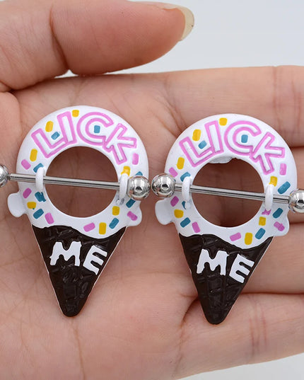 1Pair Chocolate Color Cute Nipple Ring Earring Nipple Piercing 14G 1.6*24mm Sexy Bar Rings Jewelry Creative Punk Body Jewellery