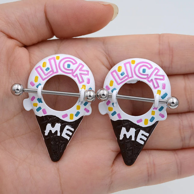 1Pair Chocolate Color Cute Nipple Ring Earring Nipple Piercing 14G 1.6*24mm Sexy Bar Rings Jewelry Creative Punk Body Jewellery