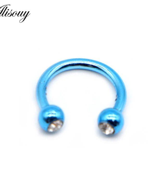 Alisouy 1PC Stainless Steel Hoop Nose Ring Nose Piercing Fake Piercing Septum Clicker Numbers Hanger For Jewelry