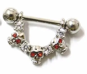 1 PC 14G Cool Skull Nipple Piercing Sexy Zircon Piercing  Pezon Women Bar Rings Body Jewelry Piercings Mamilo Hombre